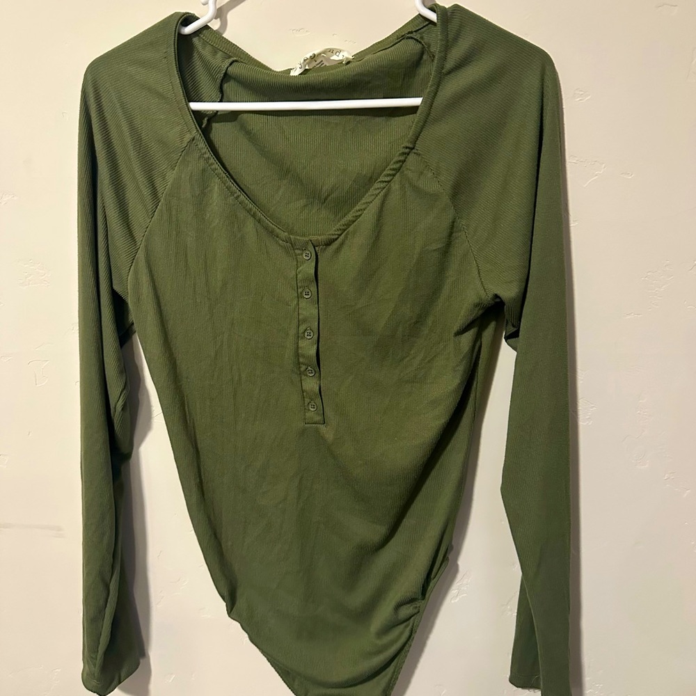 Green long sleeve body suit